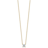 14k 1 carat Lab Grown Diamond VS+ F+ Princess Complete Four Prong 18 inch Pendant Necklace